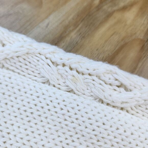 💜Caslon Ivory Cable Knit Button Hooded Long Sleeve Cardigan Medium - Picture 13 of 13